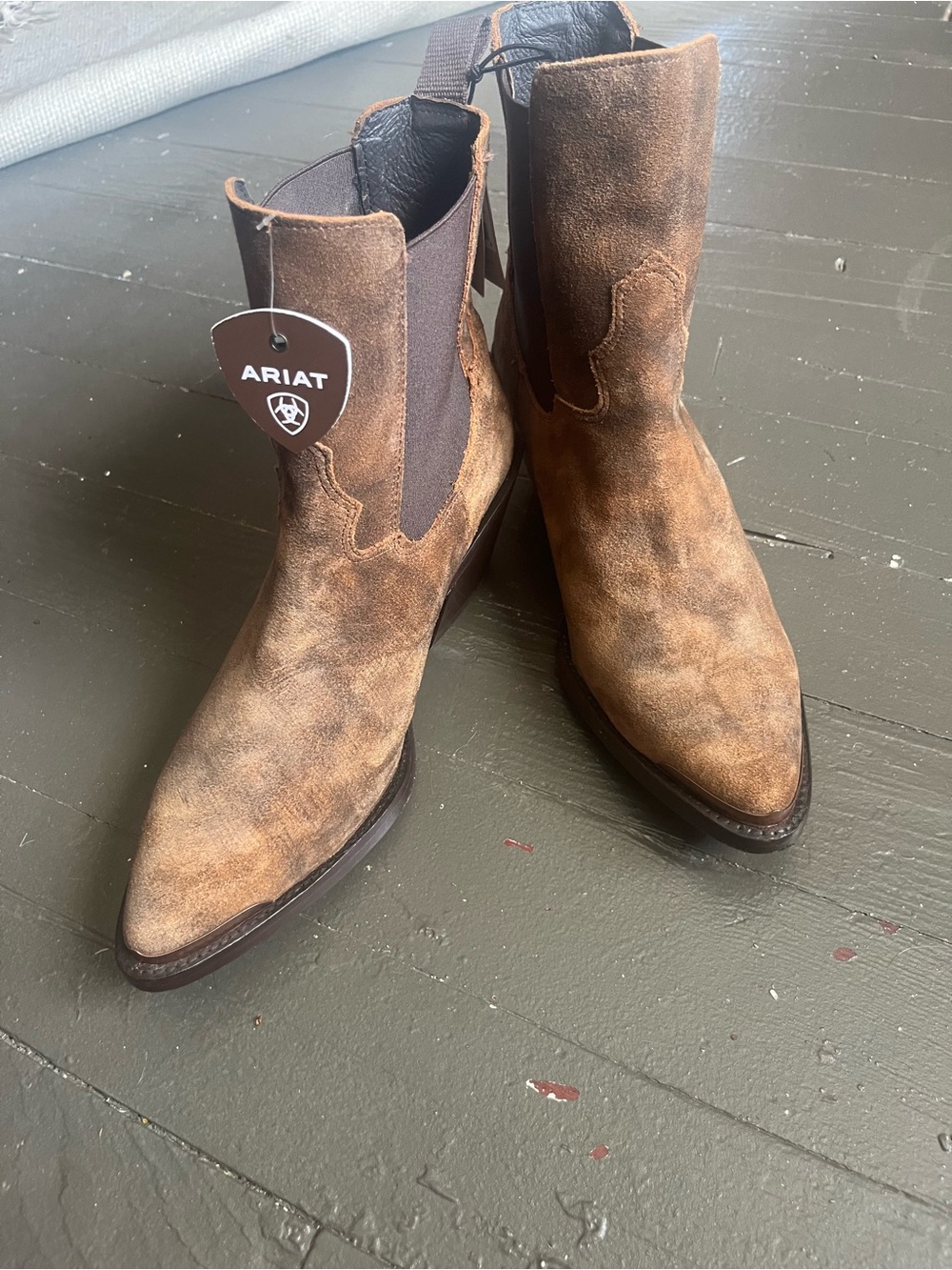 Ariat Shiloh Dark Ginger Suede Western Chelsea Heeled Boots